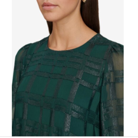 Calvin Klein Glitter Chiffon Dress Women's Dress Malachite : 2, Chiffon/Polyeste - Picture 4 of 4